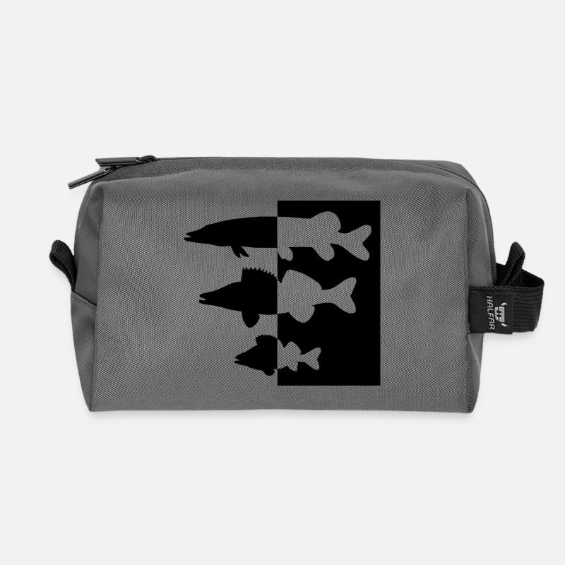 Pike and zander perch - Recycled Toiletry Zip Bag - anthracite