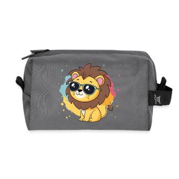 Bunter Löwe mit Brille - Recycelte Kulturtasche - Anthrazit - Vorne