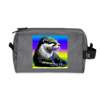 otter - Recycled Toiletry Zip Bag - anthracite - Front