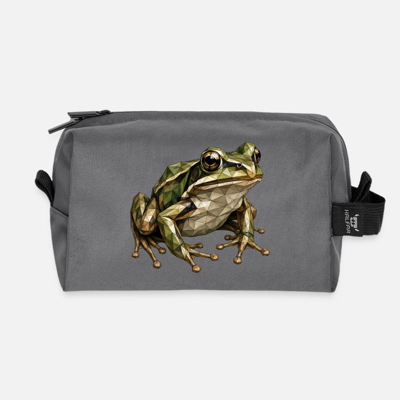 Geometrischer Frosch Polygonkunst - Recycelte Kulturtasche - Anthrazit