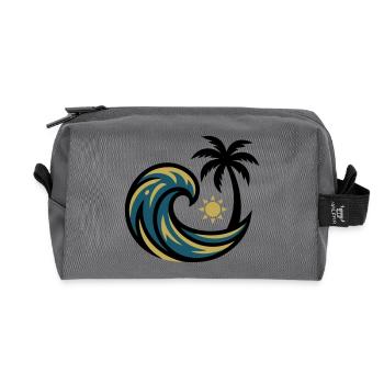 Welle Palme Surfen Strandurlaub Beachclub - Recycelte Kulturtasche - Anthrazit - Vorne