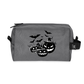 Halloween in Schwarz-Weiß - Recycelte Kulturtasche - Anthrazit - Vorne