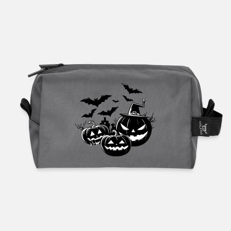 Halloween in Schwarz-Weiß - Recycelte Kulturtasche - Anthrazit