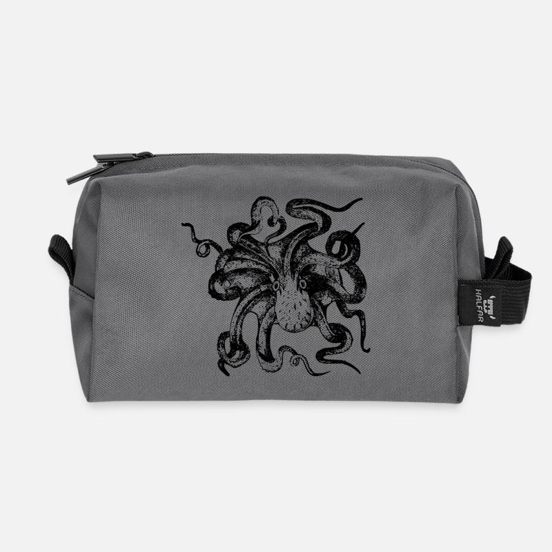 Krake - Recycelte Kulturtasche - Anthrazit