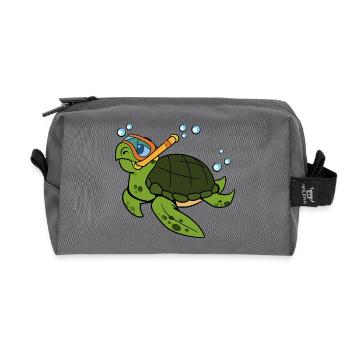 Sea turtle turtles reptiles amphibians - Recycled Toiletry Zip Bag - anthracite - Front