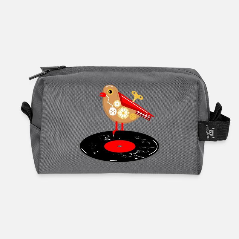 mechanischer Vogel - Recycelte Kulturtasche - Anthrazit