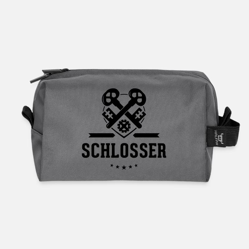 Schlosser Zunftzeichen mit Schriftzug - Recycelte Kulturtasche - Anthrazit