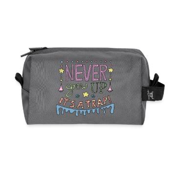 Never Grow Up It's a cool funny saying - Recycled Toiletry Zip Bag - anthracite - Front