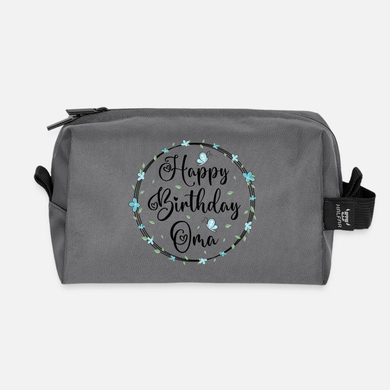 Happy Birthday Oma - Recycelte Kulturtasche - Anthrazit