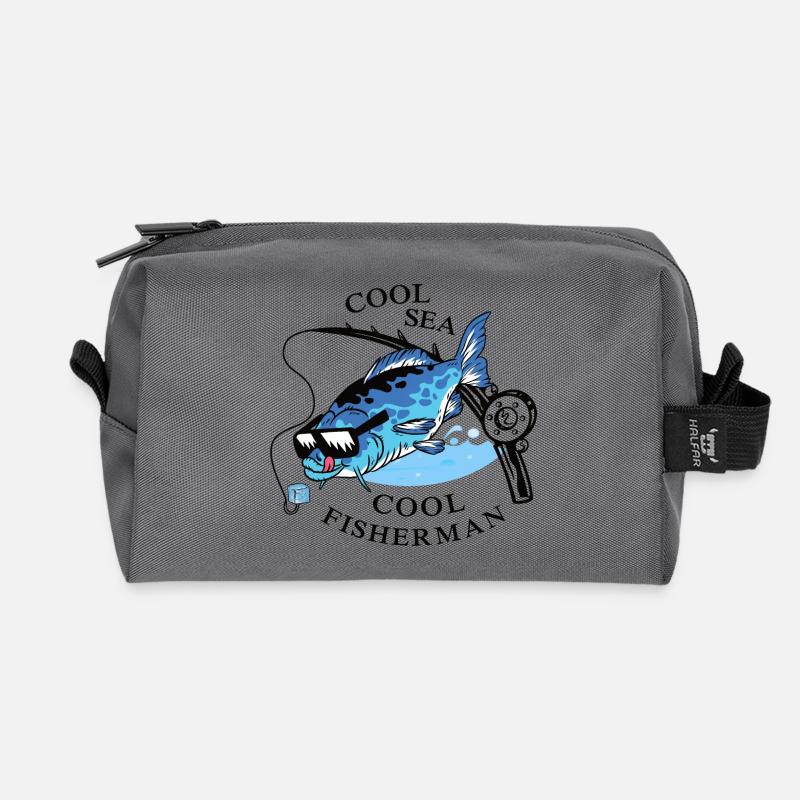 Coole Angler - Recycelte Kulturtasche - Anthrazit