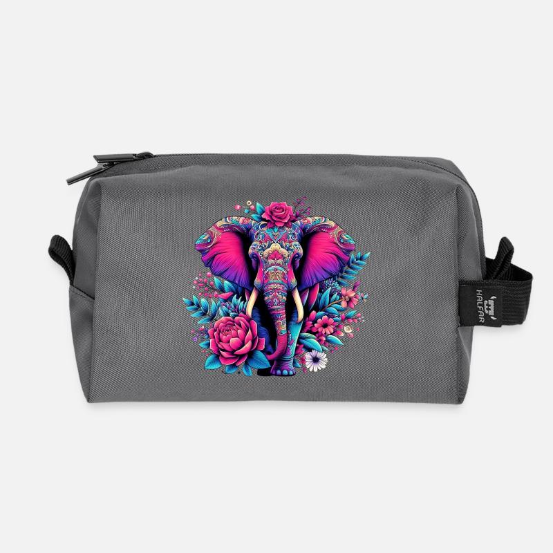 Elefant - Recycelte Kulturtasche - Anthrazit