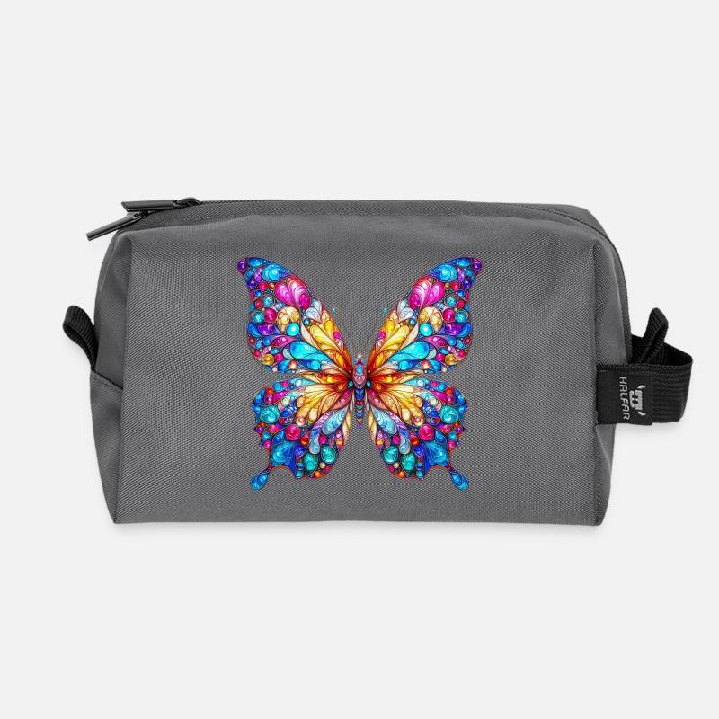 Schmetterling - Recycelte Kulturtasche - Anthrazit
