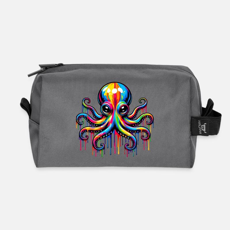 Krake - Recycelte Kulturtasche - Anthrazit