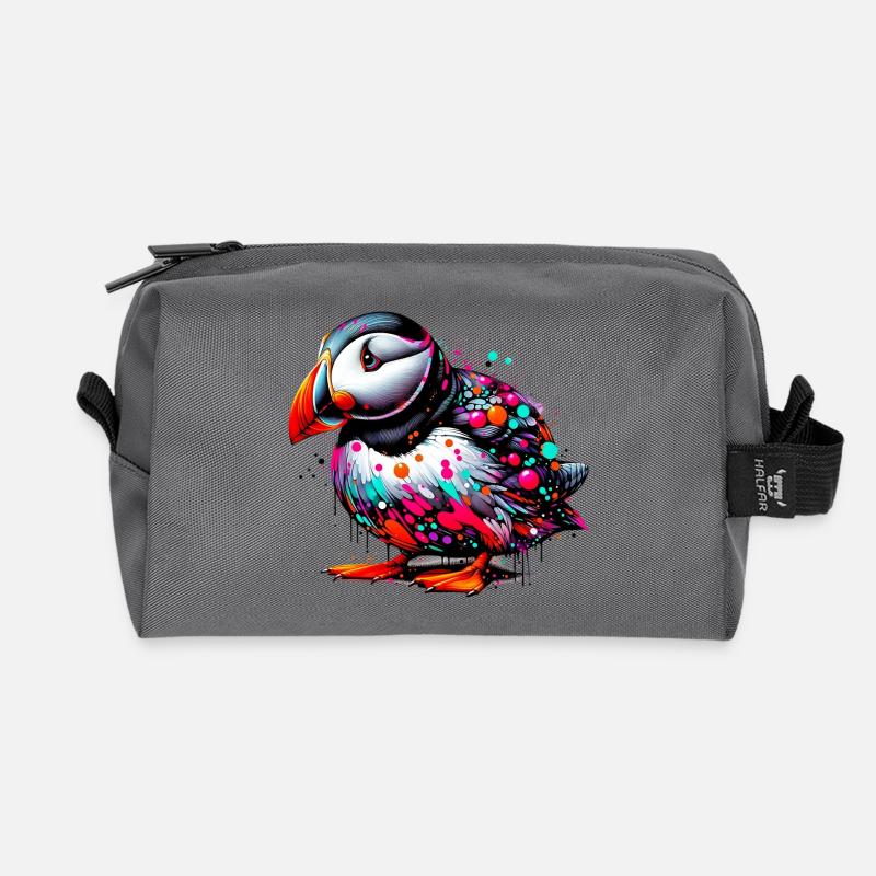 Papageitaucher - Recycelte Kulturtasche - Anthrazit