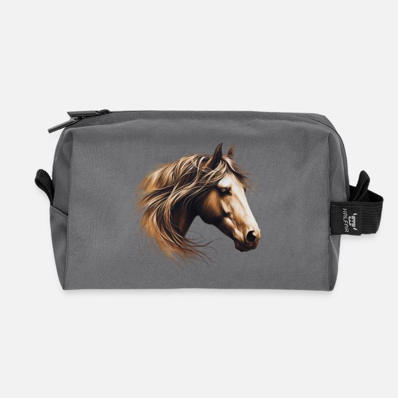 Pferd - Recycelte Kulturtasche - Anthrazit