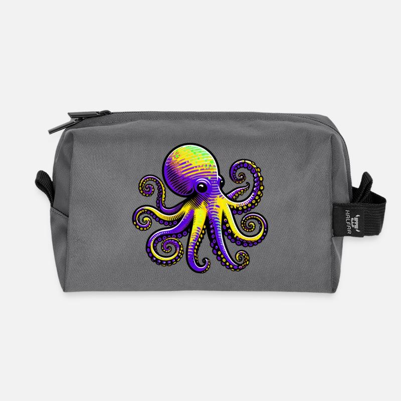 Krake - Recycelte Kulturtasche - Anthrazit
