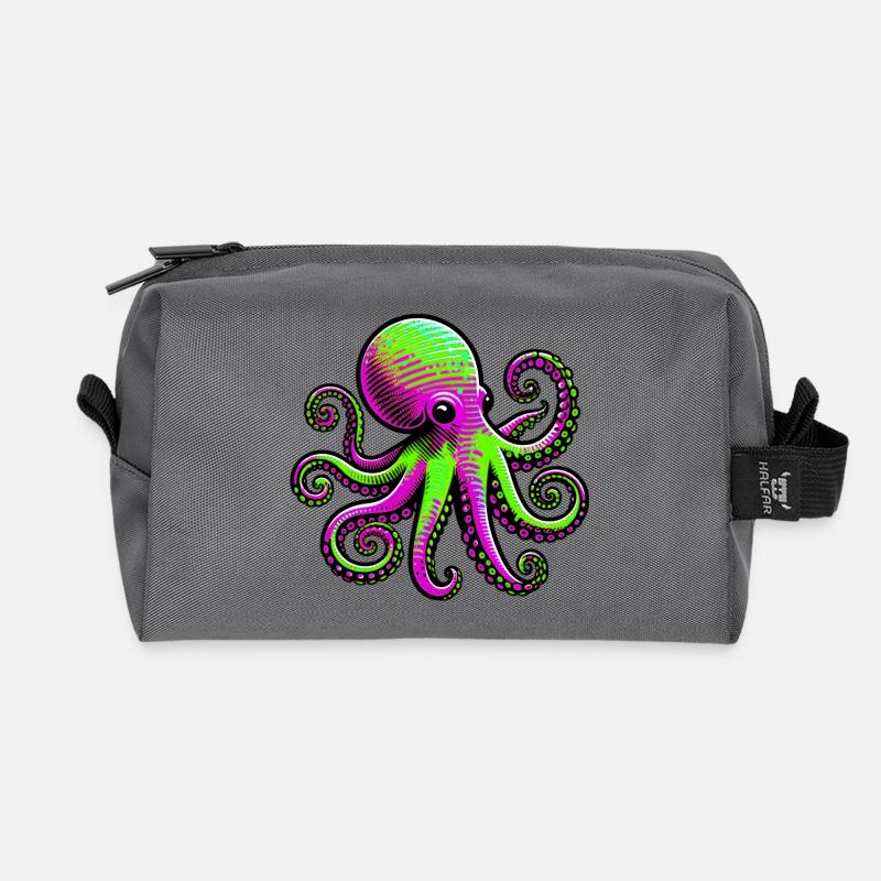 Krake - Recycelte Kulturtasche - Anthrazit