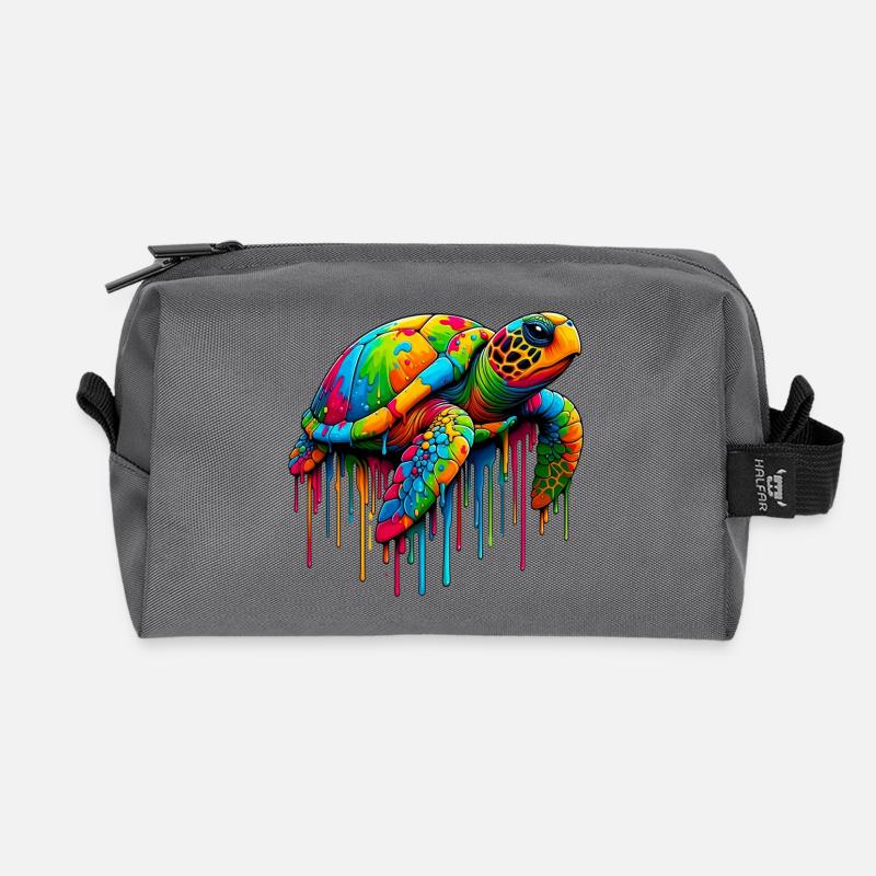 Schildkröte - Recycelte Kulturtasche - Anthrazit