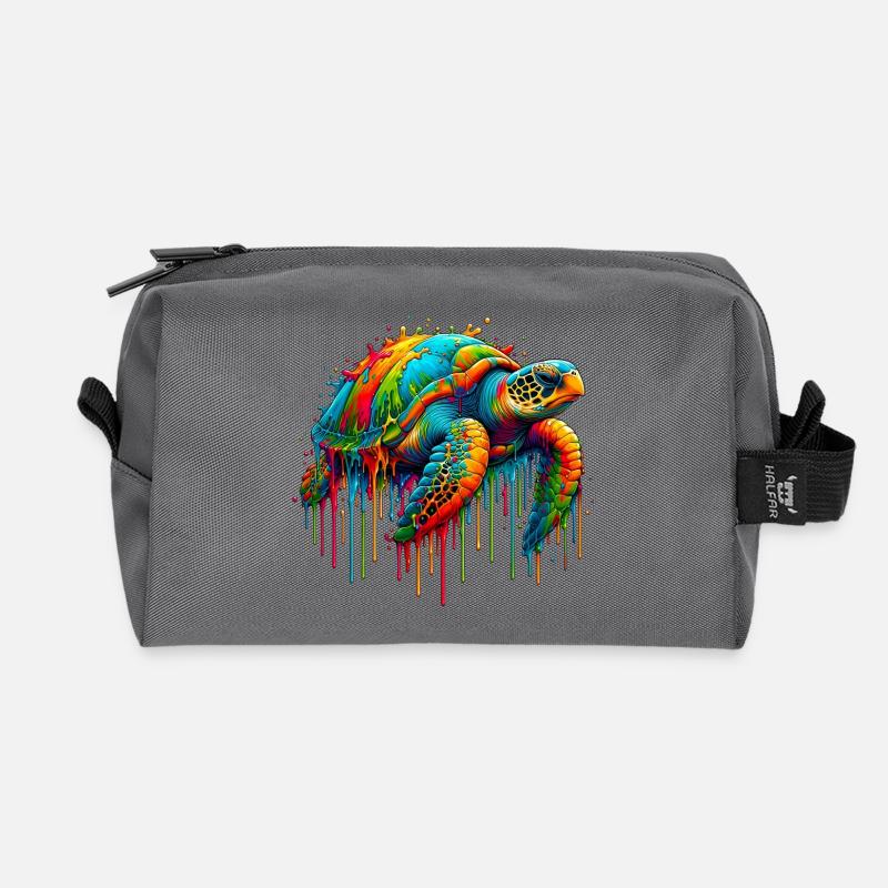 Schildkröte - Recycelte Kulturtasche - Anthrazit