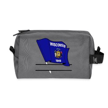 Drapeau Wisconsin bannière de texte - Trousse de toilette en tissu recyclé - anthracite - Devant