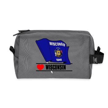 Hinweis Wisconsin Herz WISCONSIN - Recycelte Kulturtasche - Anthrazit - Vorne