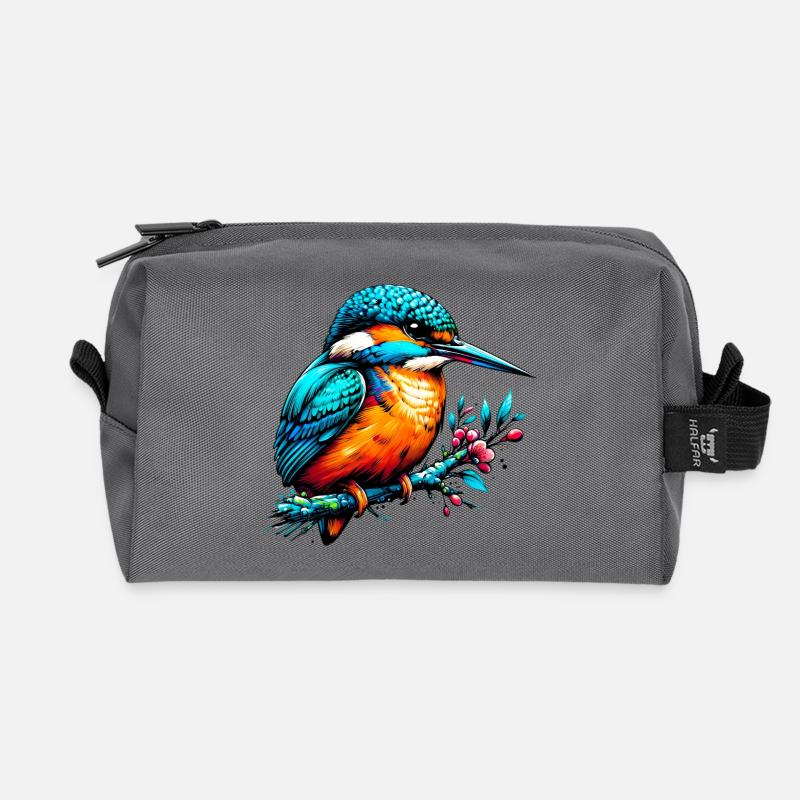 Eisvogel - Recycelte Kulturtasche - Anthrazit