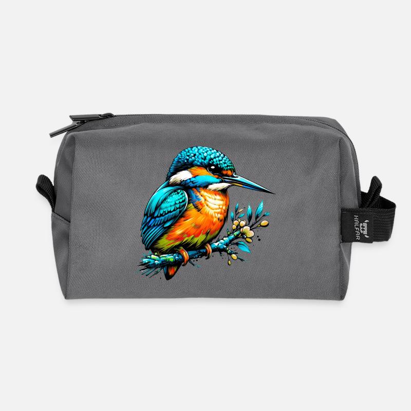 Eisvogel - Recycelte Kulturtasche - Anthrazit