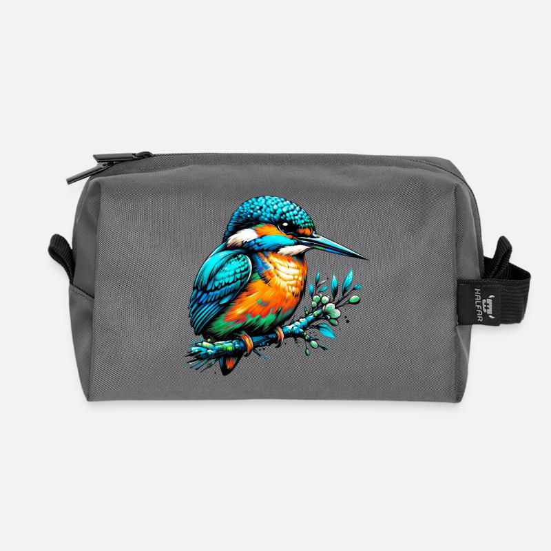 Eisvogel - Recycelte Kulturtasche - Anthrazit