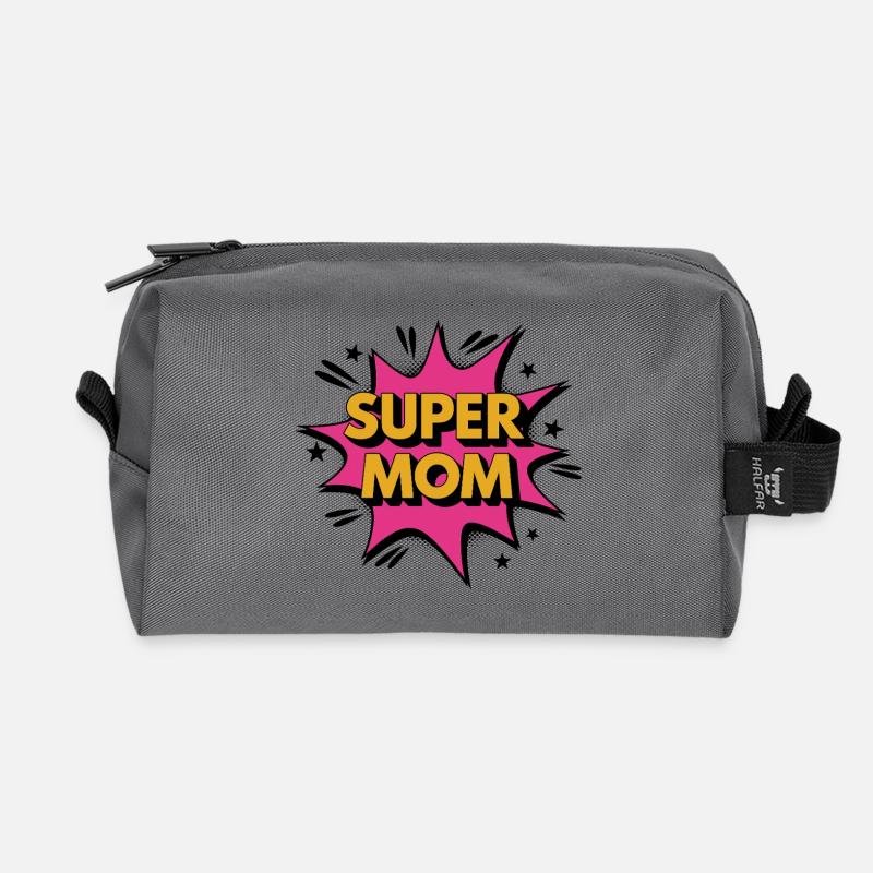 Super Mom – Comic-Style Power Design - Recycelte Kulturtasche - Anthrazit