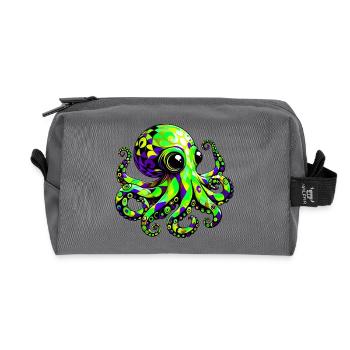 Octopus - Recycled Toiletry Zip Bag - anthracite - Front