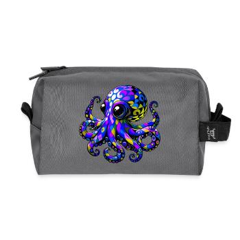 Octopus - Recycled Toiletry Zip Bag - anthracite - Front