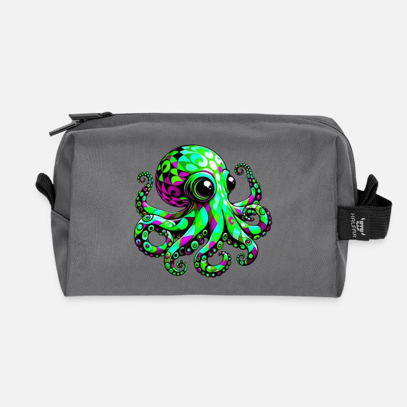 Krake - Recycelte Kulturtasche - Anthrazit