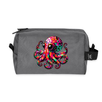 Octopus - Recycled Toiletry Zip Bag - anthracite - Front
