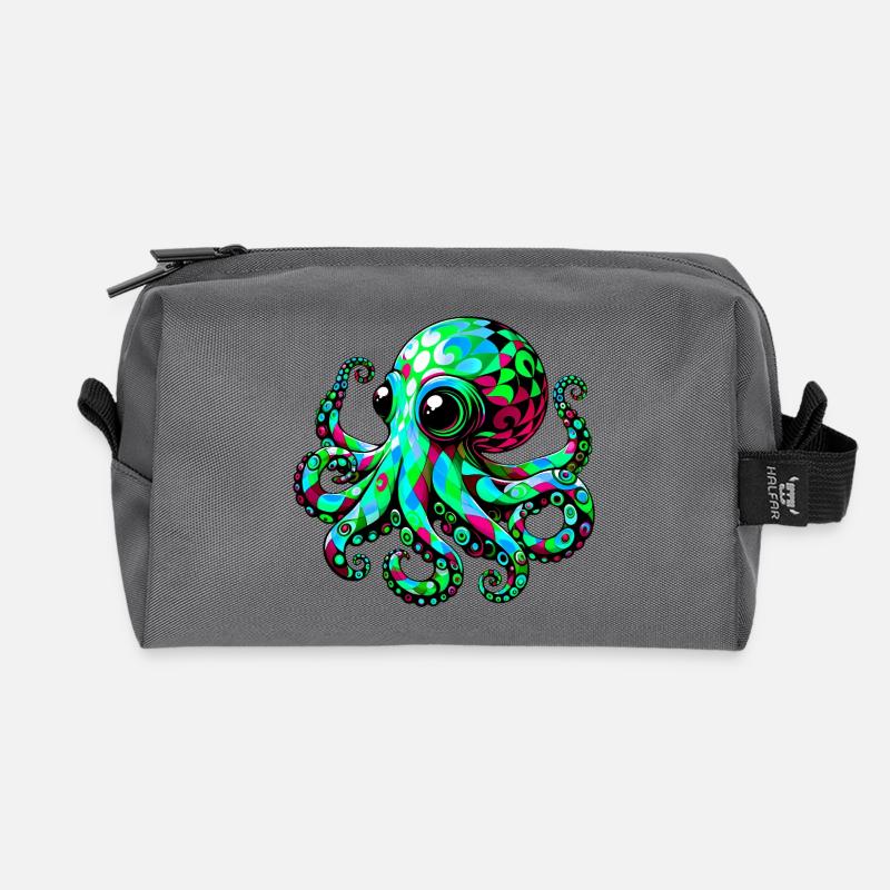 Krake - Recycelte Kulturtasche - Anthrazit