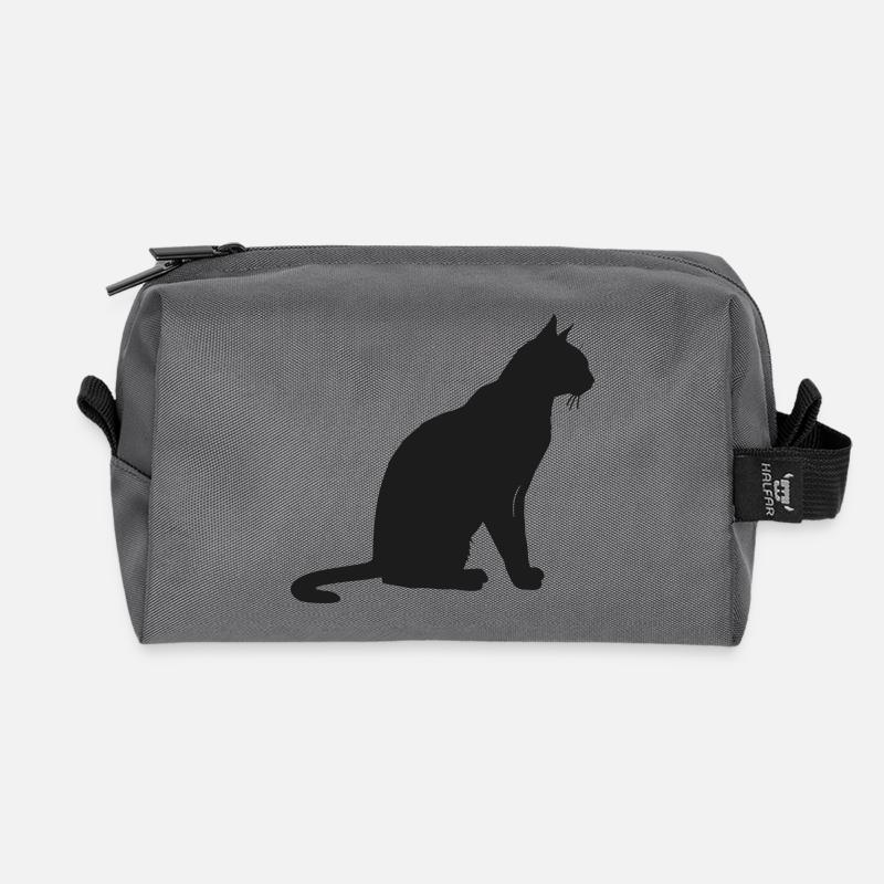 Elegante Silhouette einer Katze - Recycelte Kulturtasche - Anthrazit