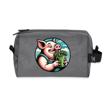 Piggy Loves Green Juice - Recycled Toiletry Zip Bag - anthracite - Front