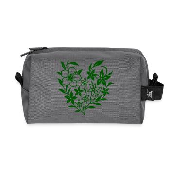 Florales Design mit handgezeichneten Blüten - Recycelte Kulturtasche - Anthrazit - Vorne