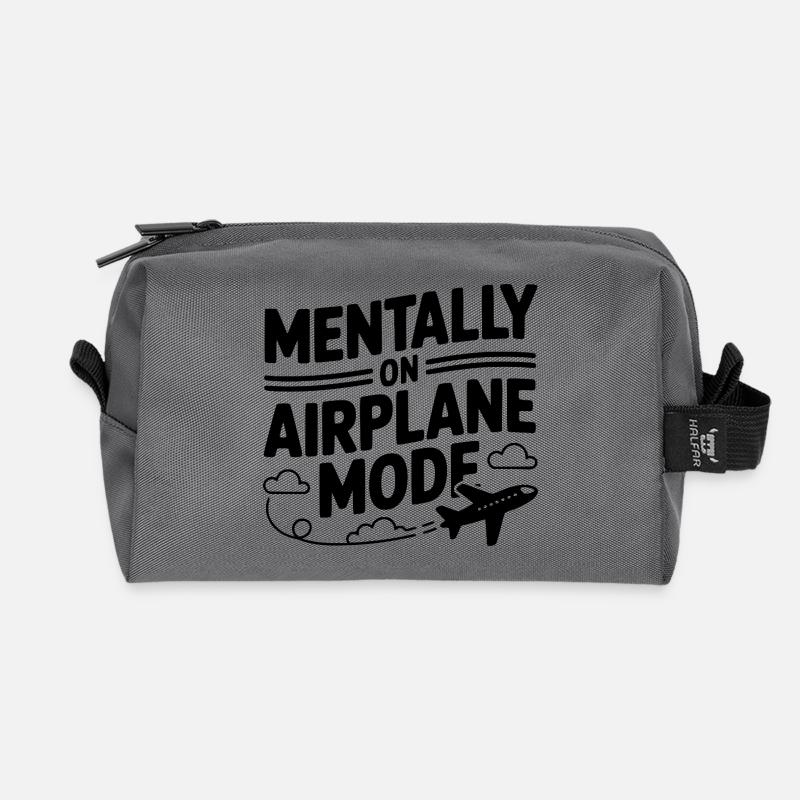 Mentally on Airplane Mode - Recycled Toiletry Zip Bag - anthracite