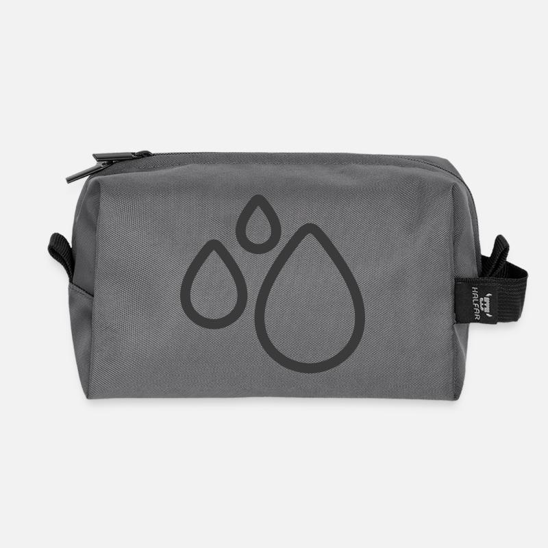 Triple Water Drops Line Icon Logo - Recycled Toiletry Zip Bag - anthracite