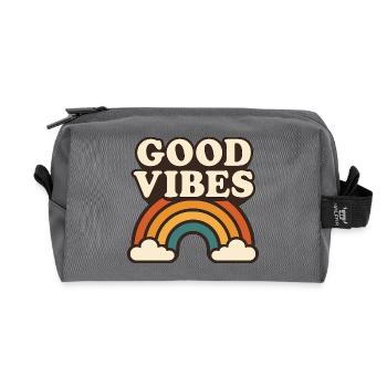 Retro Rainbow Positive Energy - Recycled Toiletry Zip Bag - anthracite - Front