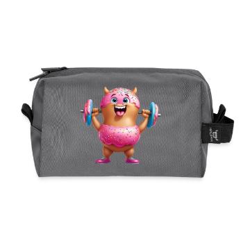 Donut Monster Krafttraining - Recycelte Kulturtasche - Anthrazit - Vorne