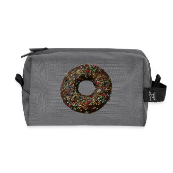 Chocolate donut with colorful sprinkles - Recycled Toiletry Zip Bag - anthracite - Front