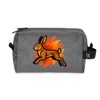 Fiery Hare in Flaming Sprint - Recycled Toiletry Zip Bag - anthracite - Front