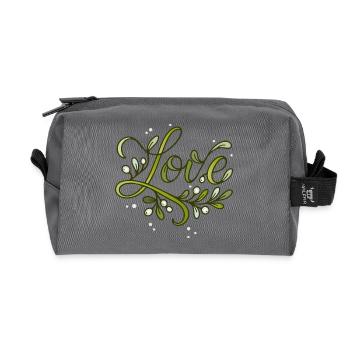 Love lettering with mistletoe - Recycled Toiletry Zip Bag - anthracite - Front