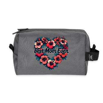 Beste Mama aller Zeiten Hibiskusherz - Recycelte Kulturtasche - Anthrazit - Vorne