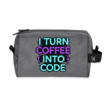 I Turn Coffee Into Code - Recycled Toiletry Zip Bag - anthracite - Front