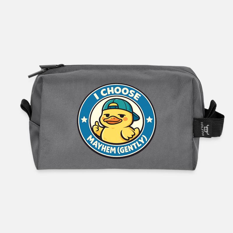 I choose chaos gently duck - Recycled Toiletry Zip Bag - anthracite