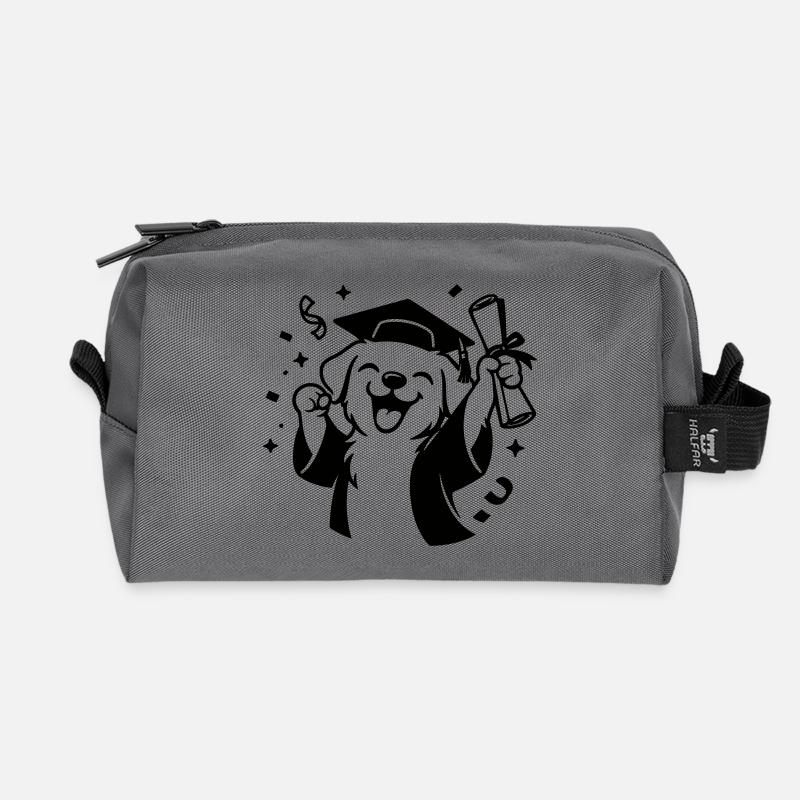 Hund mit Diplom - Recycelte Kulturtasche - Anthrazit