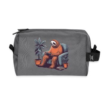 Fauler Gamer im Sessel - Recycelte Kulturtasche - Anthrazit - Vorne