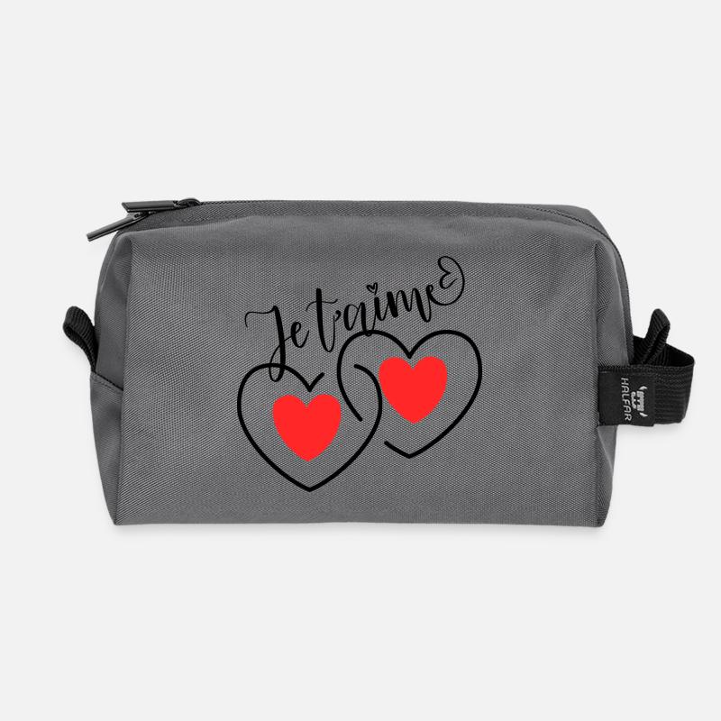 Ich liebe dich, verschlungene Herzen - Recycelte Kulturtasche - Anthrazit